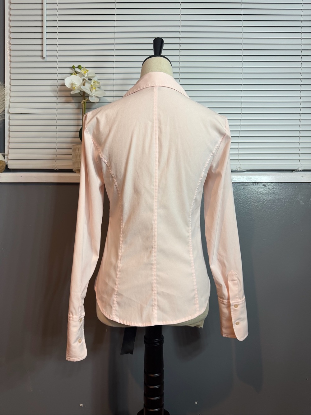 Express Stretch Pink Fitted Button Down Shirt Size 4 Y2K Blouse Office Siren - Picture 7 of 9